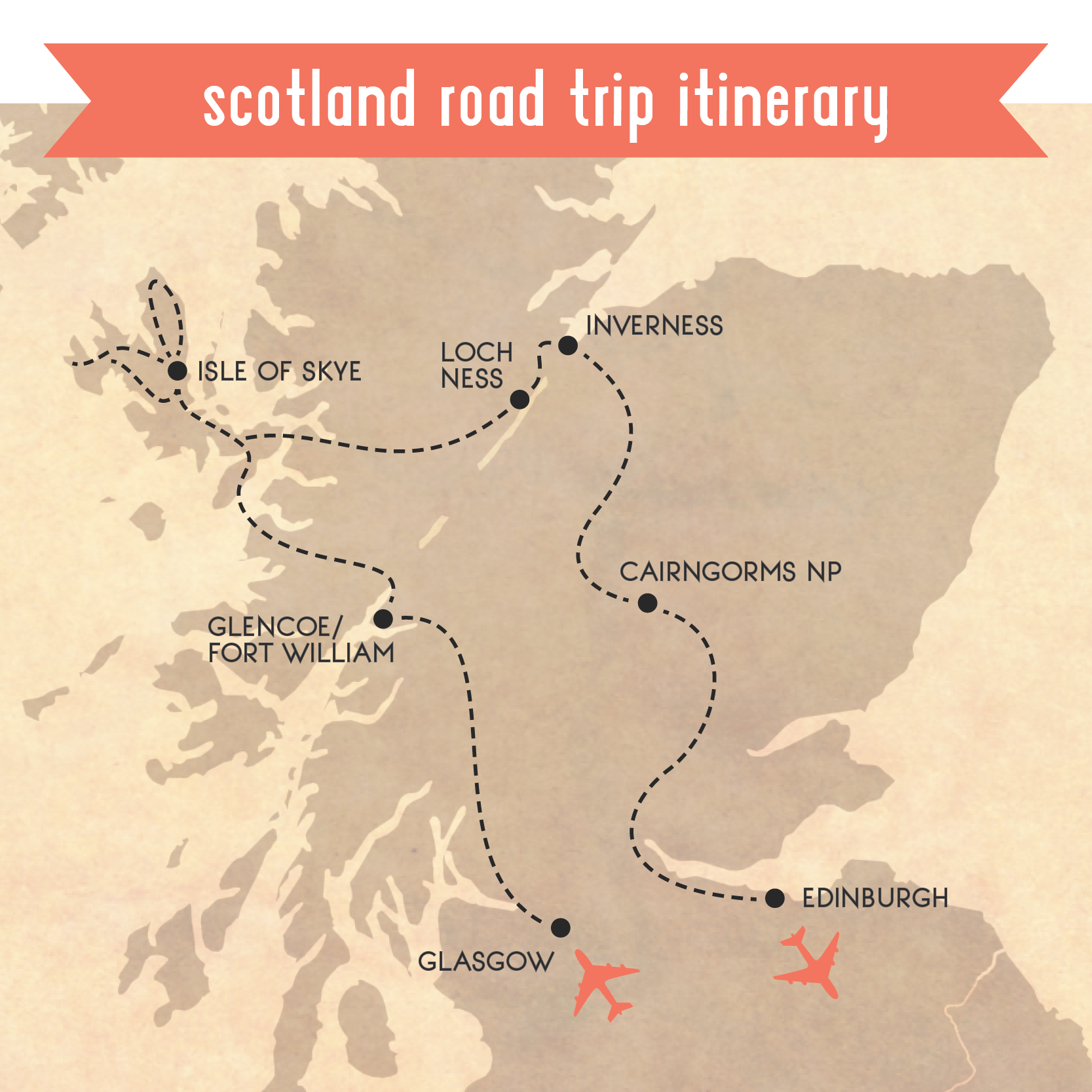 Scotland Road Trip Map A Globe Well Travelled